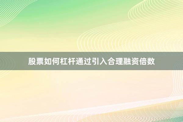 股票如何杠杆通过引入合理融资倍数