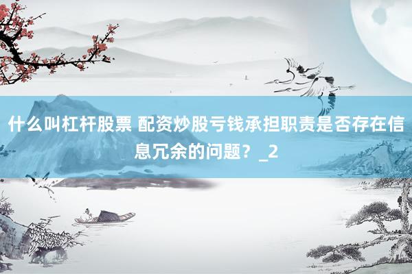 什么叫杠杆股票 配资炒股亏钱承担职责是否存在信息冗余的问题？_2